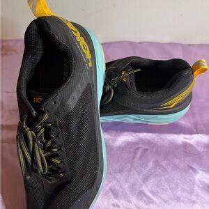 Hoka Black and Yellow Athletic Shoes